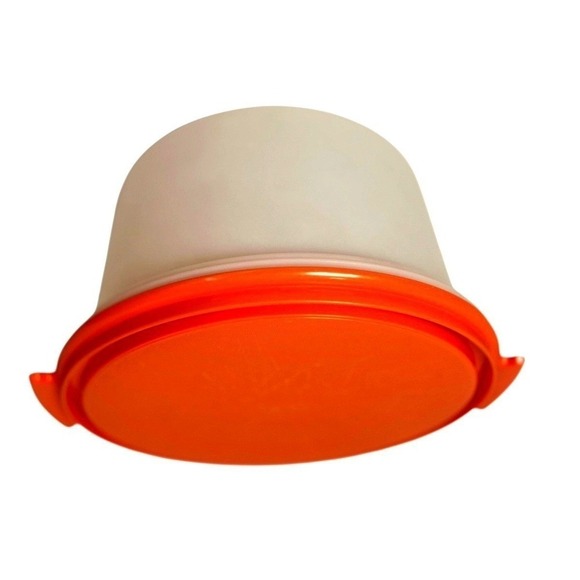 Tupperware Other - Vtg TUPPERWARE Cake Taker Round Storage Orange Summer Country Festive 80's
